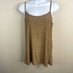 Vintage Y2K Boutique Strappy Going Out Top Small Metallic Gold Party Layering